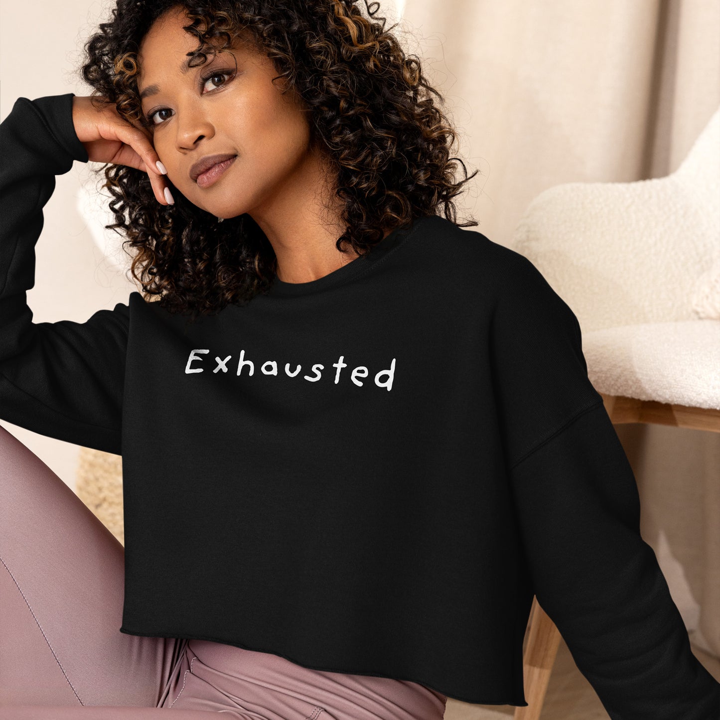 Women's Crop Top, Exhausted, Stylish Relaxing Top