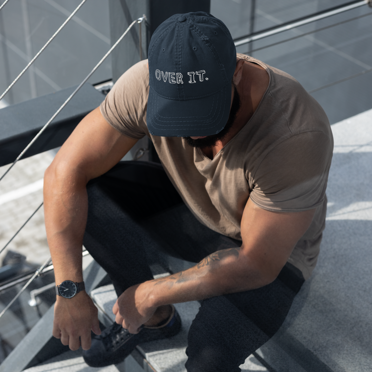 Over It Distressed Baseball Hat