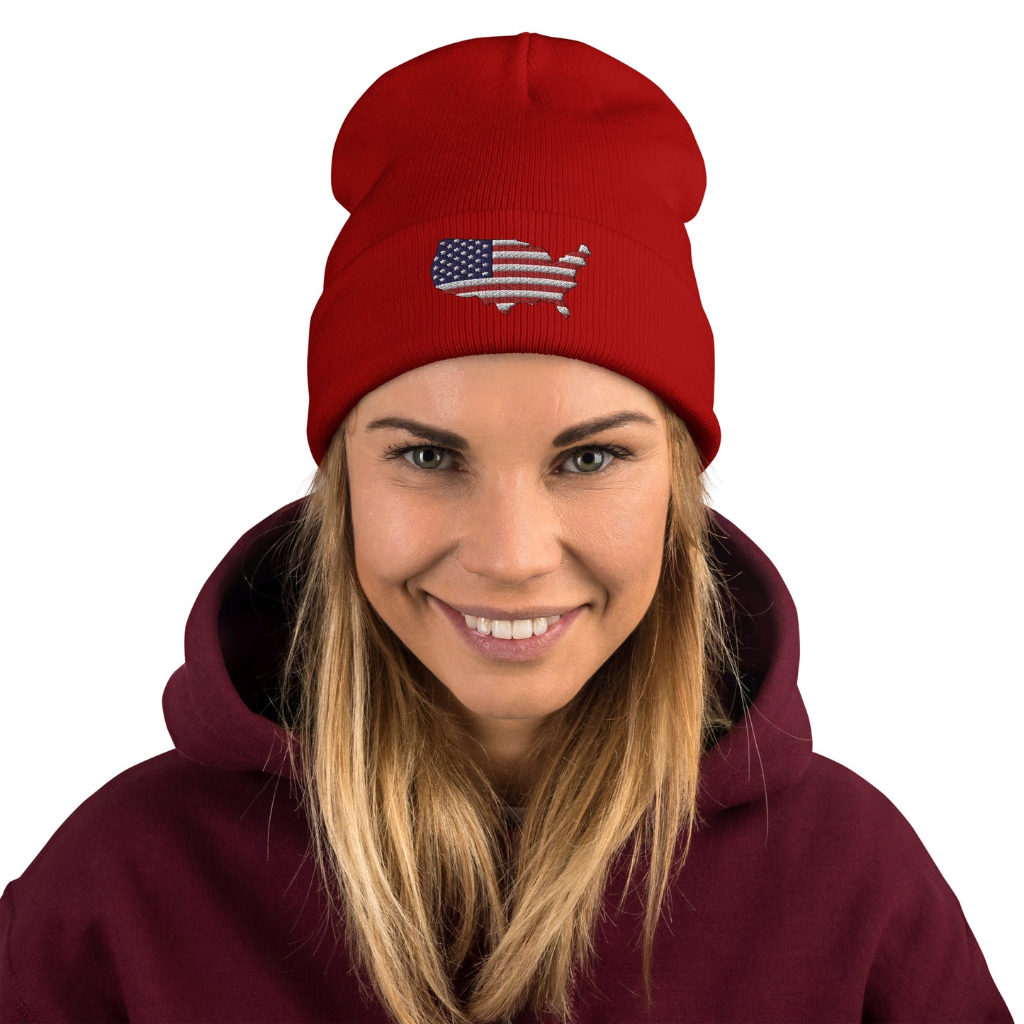 Embroidered United States Beanie